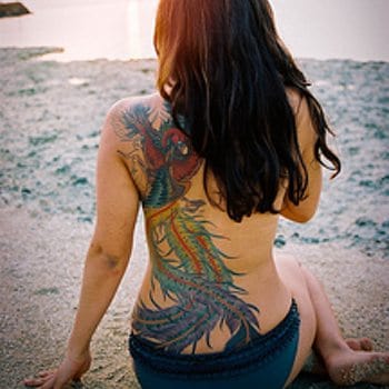 Woman with a tattooed back