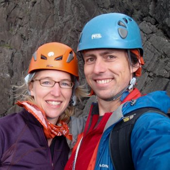 Couple climbing together