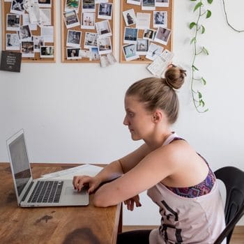 Alicia demonstrating bad posture while sitting down