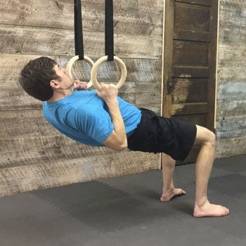 Inverted row shoulder exercise on rings