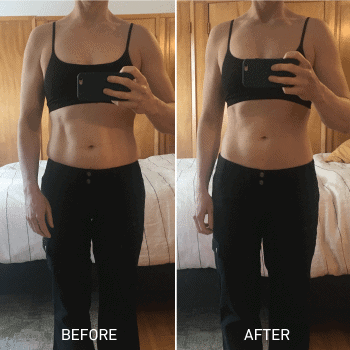 before and after picture shows physique