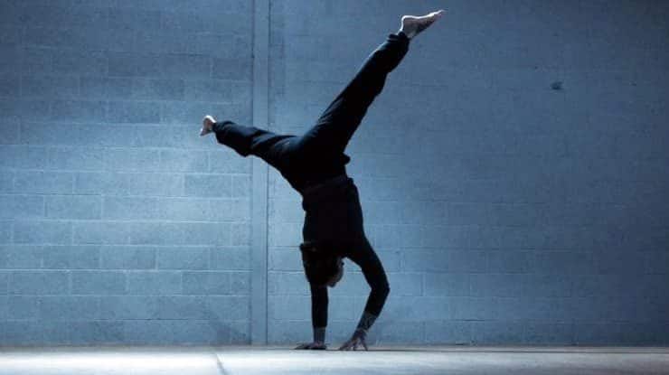 Gayle working on one arm handstand