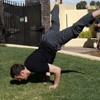 Jeff doing a bent arm stand