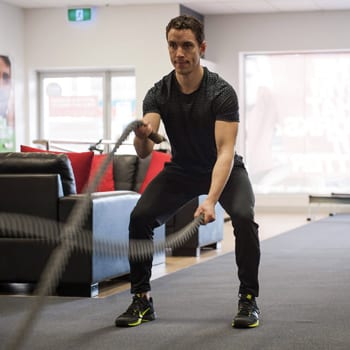 Conor working with battling ropes