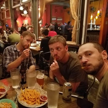 guys eating french fries