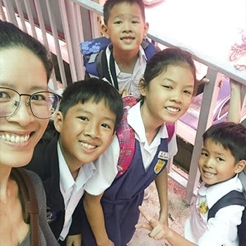 Michelle Ho with her kids