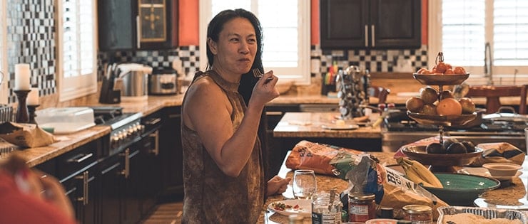 Gina eating a meal