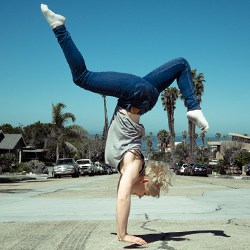 GMB Lead Trainer Verity Bradford practicing a handstand