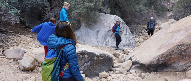women on a hike