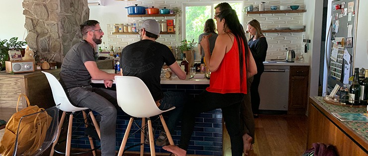 hanging out in kitchen