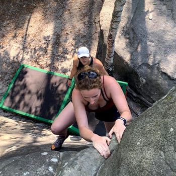 GMB Eating Skills client Beth bouldering