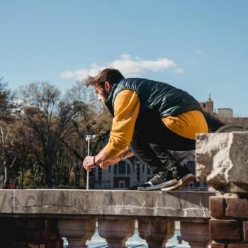 Free running parkour squat