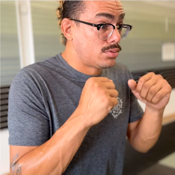 Man holding breath